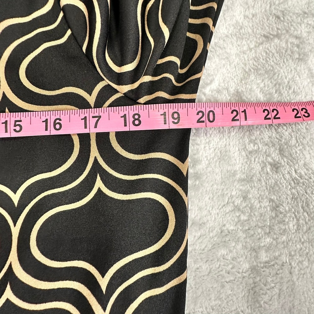 PerSeption Concept Tunic Blouse Womens Large Black Tan Geometric Roll-Tab RA184 - Picture 8 of 10